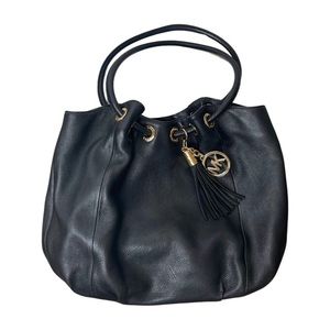 MICHAEL Kors Medium East West Leather Ring Tote Bag BLACK